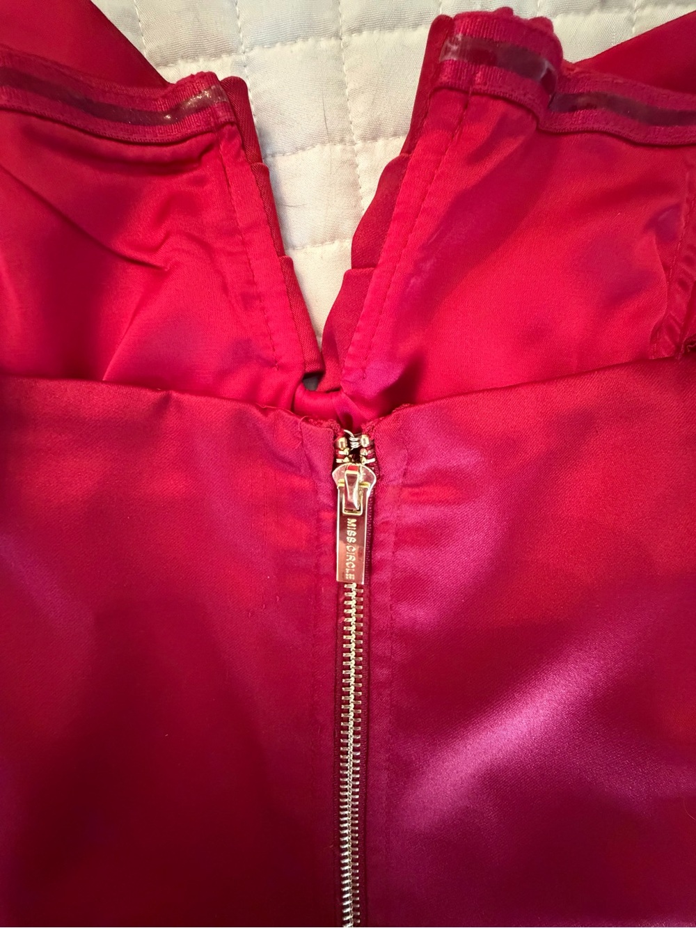 Miss Circle Burgundy/Wine Satin Off-the-Shoulder Ruched Mini Dress – Size XL - Picture 11 of 16